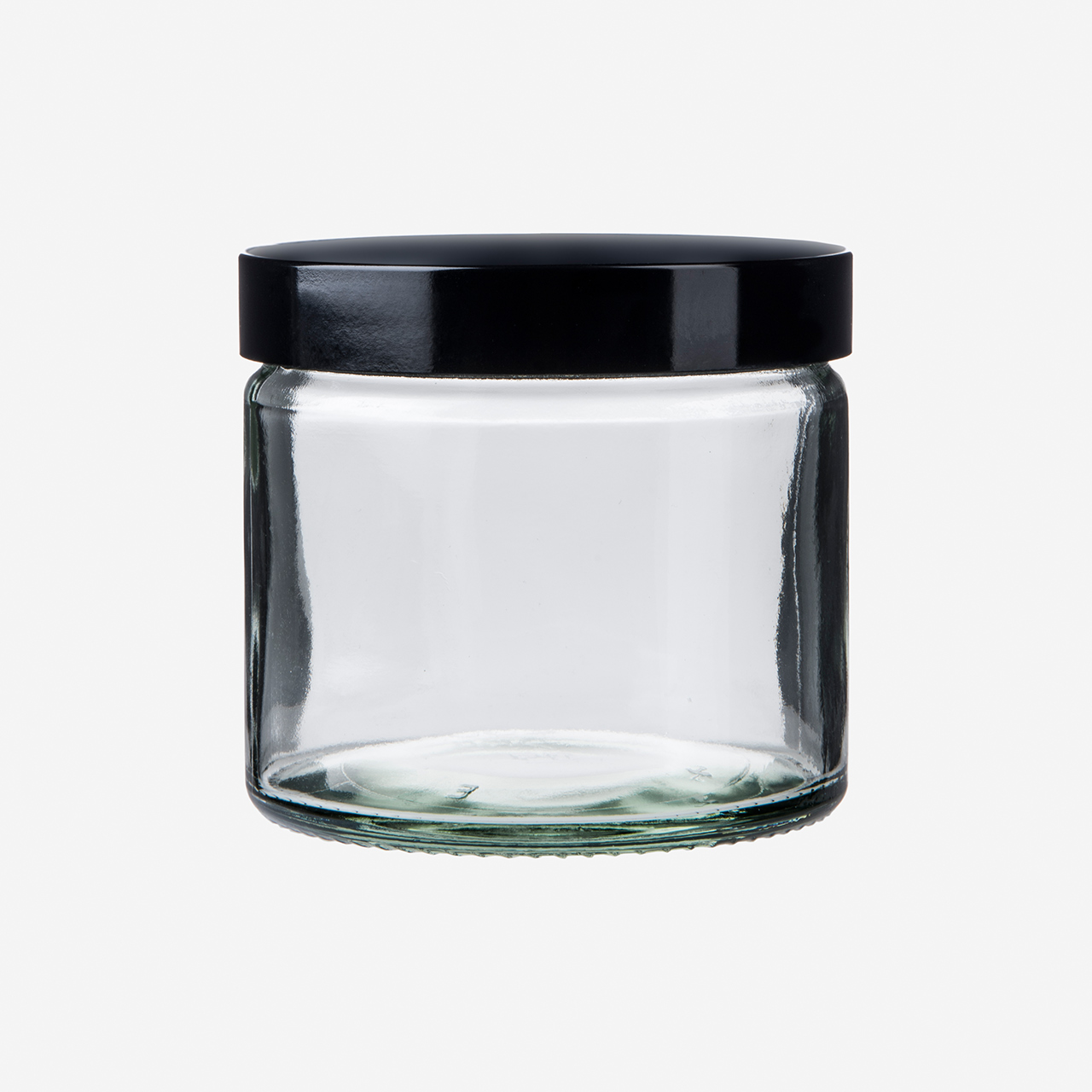 Transparente Glasdose, 250 ml, mit schwarzem Bakelitdeckel