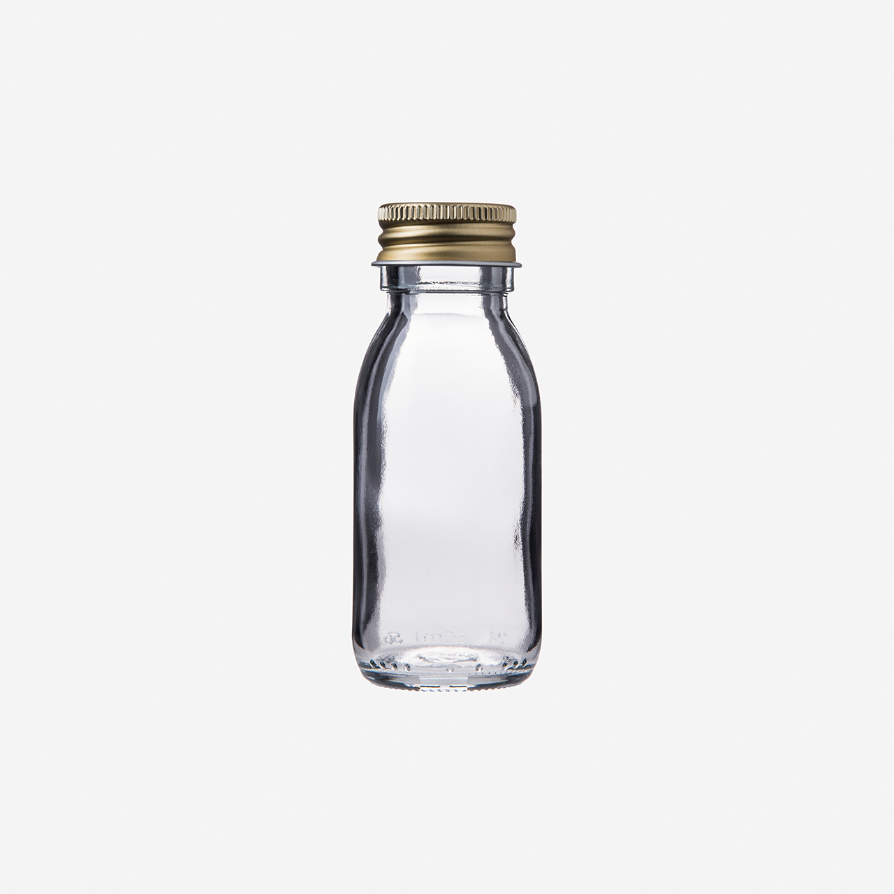 Shotglasflasche, 60 ml mit goldenem Schraubverschluss