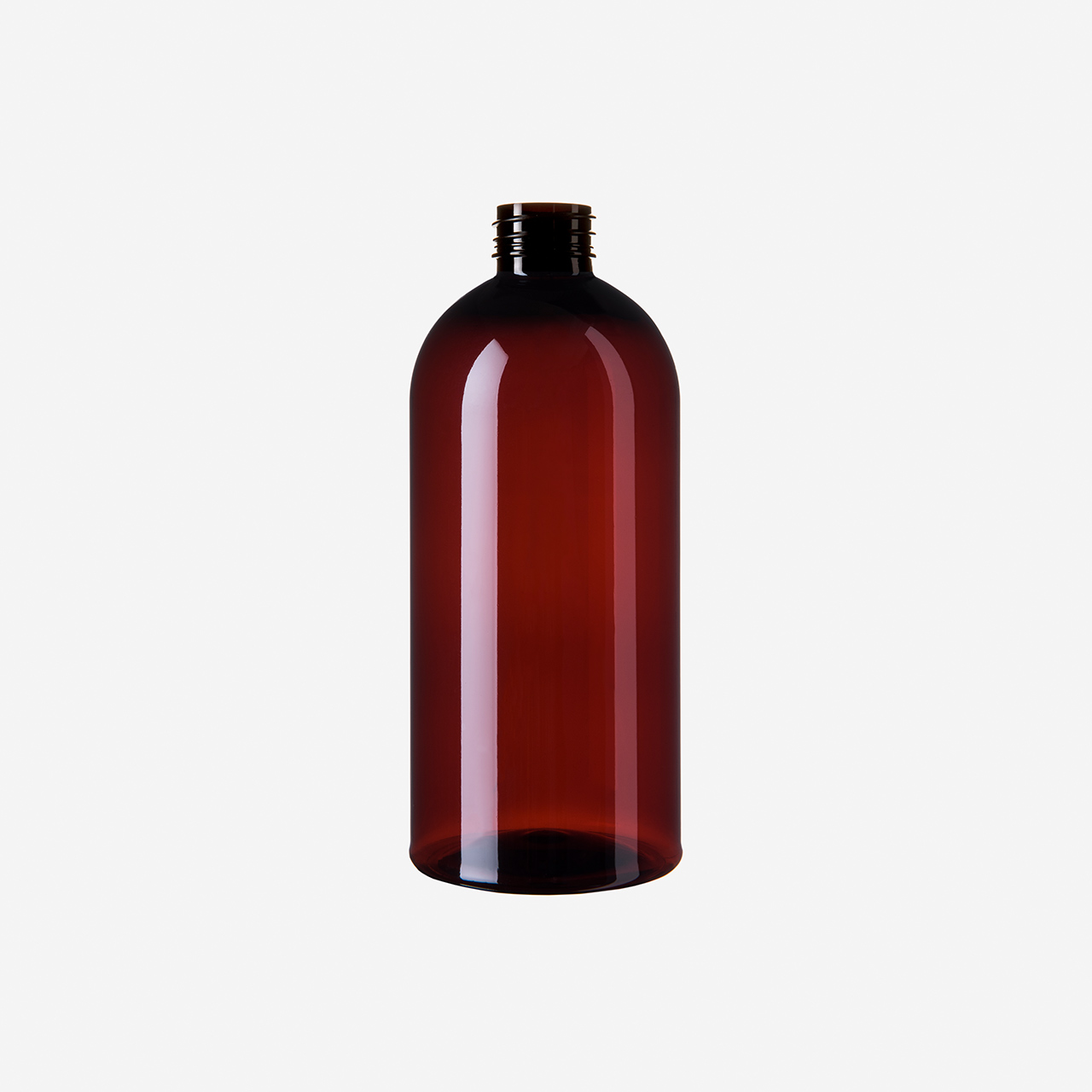 Recycling Rundflasche, braun-transparent, 500 ml 
