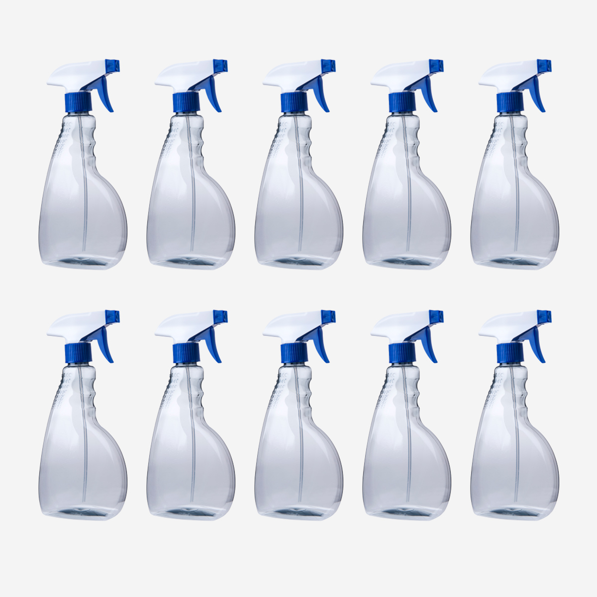 10er Set 500 ml Sprühflasche Recycling PET inkl. blau-weißer Sprühpistole